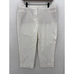 Talbots Capri Pants Womens 10 White Perfect Skimmer Slim Leg Pedal Pusher Casual